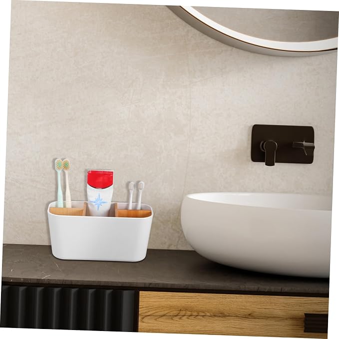 STOBOK Desktop Organizer Caddy Modern Plastic Pen Holder for Desk Aesthetic Tabletop Storage Versatile Office Supplies Easy Maintenance Detachable Design