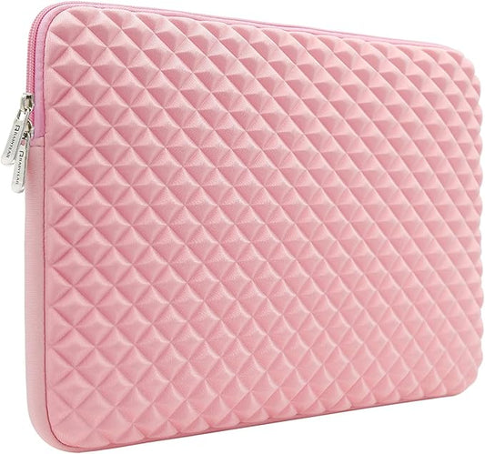 RAINYEAR 16 Inch Laptop Sleeve Diamond Foam Shock Resistant Padded Protective Case Fluffy Lining Zipper Cover Carrying Bag Specially Compatible with New 16" MacBook Pro A2141 A2485 M1 M2 M3 M4(Pink)