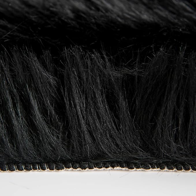 MIULEE Fluffy Rug Soft Shaggy Faux Fur Area Rug Luxury Plush Cloud Shape Carpet for Halloween Bedroom Living Room Sofa Chair 2 x 3 Feet, Black