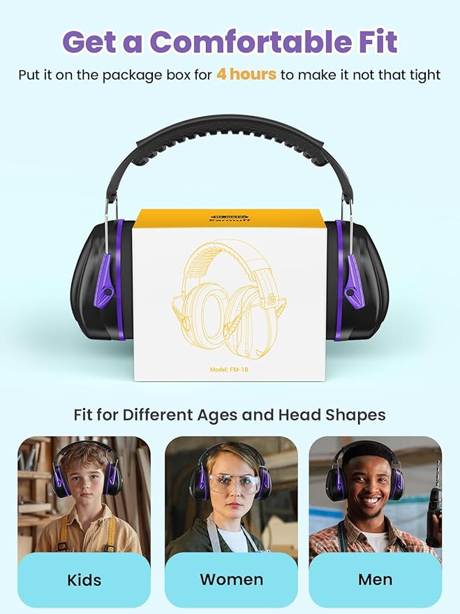 Ear Protection for Gun Range, 31dB SNR Noise Reduction Safety Ear Muffs, Hearing Protective Noise Cancelling Headphones for Autistic Kids Adults Earmuff for Mowing Monster Jam