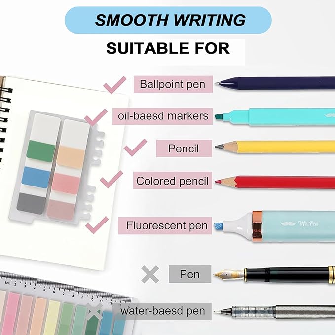 Vuzvuv 920 Sheets Transparent Line Clear Sticky Notes with Pen,3x3 Inch Bulk Translucent Sticky Notes Set for Bible Tabs, Book Tabs, Office School Supplies(Bright Line Colors)