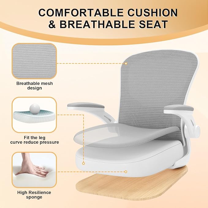 Office Chair, Ergonomic Desk Chairs 330LBS Capacity High Back Mesh Computer Chair with Flip-up Armrests, Comfy Work Chair with Adjustable Lumbar Support