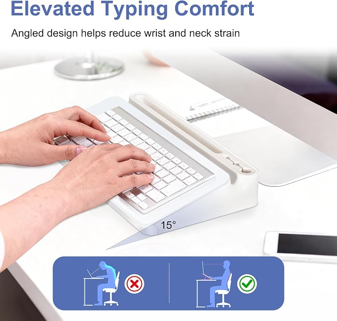 DOLLAR BOSS 12''x7'' Glass Desktop Whiteboard Small Dry Erase Board with Storage Drawer Computer Keyboard Stand Desk Organizer Office Accessories School Supplies with 4 Markers, White