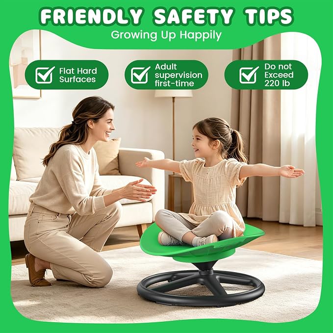 Spinning Chair for Kids, Green, 360° Sensory Swivel Chair | Spinning Chair for Autistic Kids,For Home Classroom Playroom