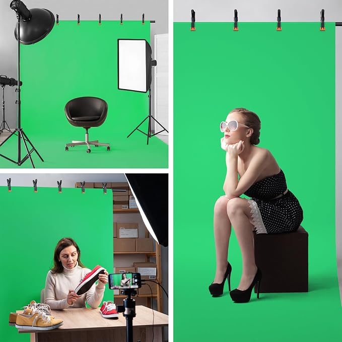 Forlogic Green Screen Backdrop Kit with Stand, 8x7.2ft Portable GreenScreen Background Stand for Streaming Video and Photography Shoots