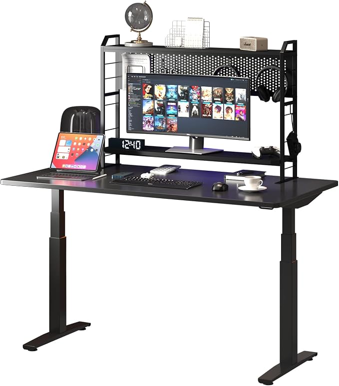 PROXRACER Ergonomic Monitor Stand for 42" and Up Tables, Adjustable Shelf, Rust-Free Metal Frame, Supports 200 lbs, Easy Assembly, Suitable for Gaming and Office