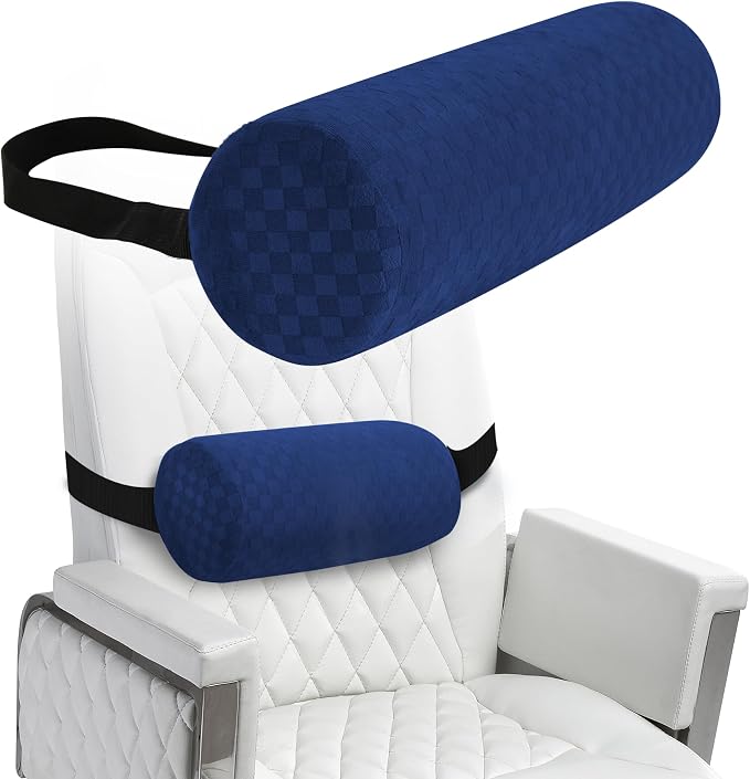 Coeyese Lumbar Roll Pillow for Lower Back Support, Dark Blue, 11*4.3'' | Removable Pillowcase, Upgraded Adjustable Strap, Suitable for Office, Chair, Car, Seat Pain Relief & Improving Posture