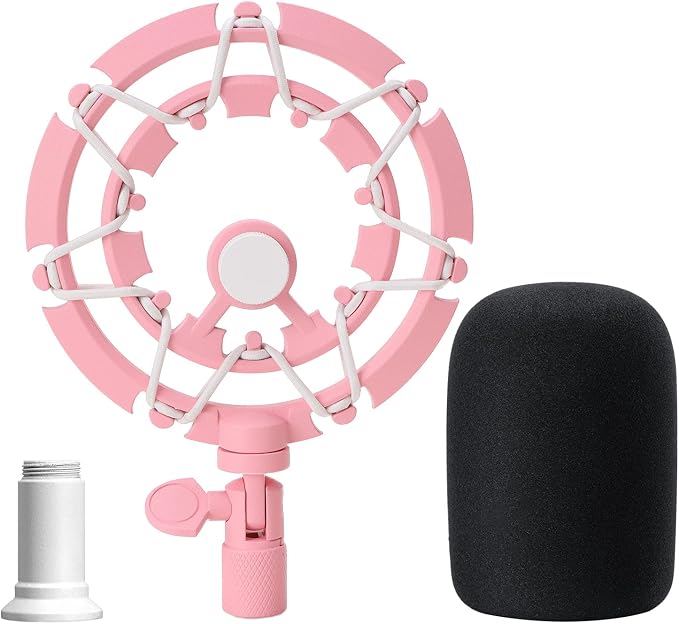 Pink Seiren X Shock Mount and Pop Filter - Pink Microphone Shock Mount for Razer Seiren X, Seiren V2 X Microphone, Shock Mount Mic Holder Compatible for Razer Seiren X Boom Arm Stand by YOUSHARES
