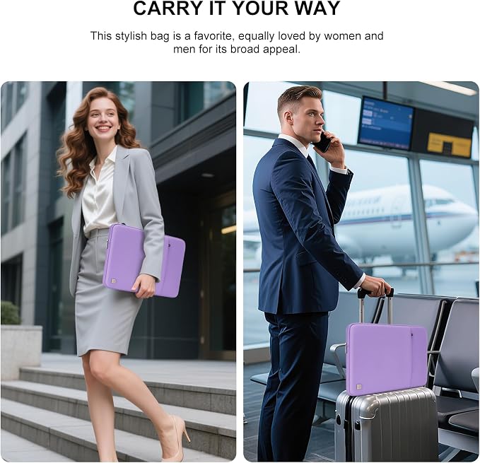 DOMISO Laptop Case Laptop Sleeve Cover Compatible with 15 inch MacBook Air M4/A3241 2025, M3/A3114,M2/A2941,15 inch MacBook Pro A1990 A1707,Compatible with Dell XPS 15 Plus with Pocket,Purple