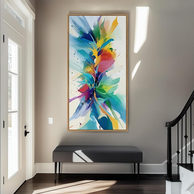 Large Framed Colorful Abstract Wall Art for Living Room, Oversized Modern Horizontal Bright Canvas Prints Paintings Artwork for Walls, MultiColor Pictures for Hallway Dining Bedroom Wall Decor 30x60 In