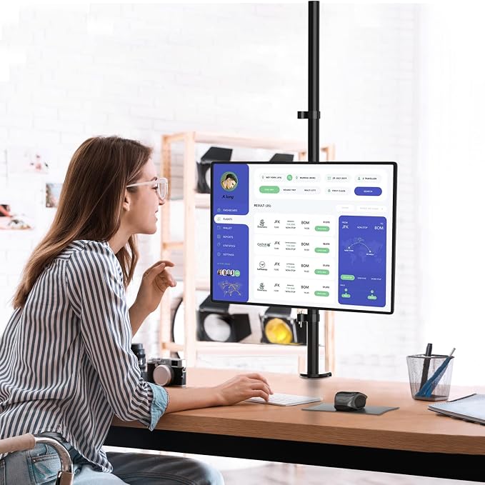 WALI Single Monitor Stand Desk Mount, Tall Monitor Stand Fully Adjustable with 39” Height Pole, Articulating Arm for Computer Screen up to 38 inch, 22lbs (M001XXL), Black