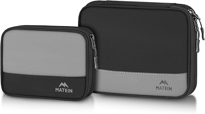 MATEIN Cord Organizer Travel Case, Cable Storage Bag, 2 Pack | Water Resistant, Tech Organizer Pouch, For Small Electronic Accessories, Portable Electronics Case, For Changer, Earphone