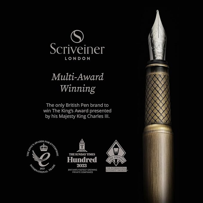 Scriveiner Luxury Fountain Pen - Stunning Bronze Luxury Pen, Schmidt Gilded Nib (Fine), Converter, Best Pen Gift Set for Men & Women, Professional, Executive, Office, Nice Pens