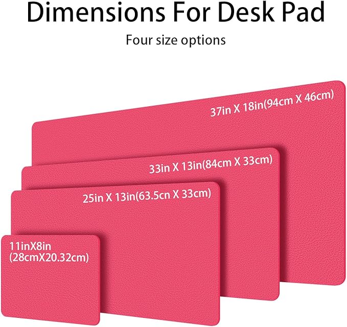 Leather Desk pad Protector, Office Mat, Large Mouse Mat, Non-Slip PU Leather Blotter, Laptop Desk Pad,Waterproof Laptop Computer Desk Keyboard Mat for Office/Work/Home/Decor (Rose, 33In*13in)