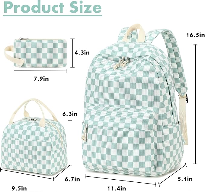 Bluboon School Backpack Set Girls Womens Laptop Bookbag Casual Daypack Fits 15 inch Laptop with Lunch Tote Bag and Pencil Bag