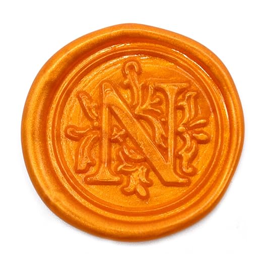 Medieval Initial Alphabet Wax Letter Seal, Brass Head Wooden Handle, for Thanksgiving Card/Envelope/Gift Wrap/Wedding Engagement Party Invitation - Letter N