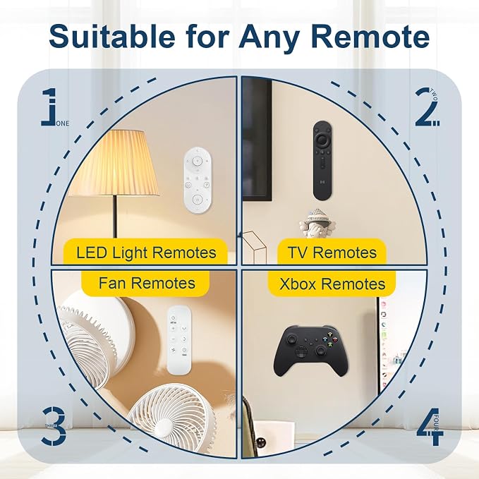 Magnetic Silicone Remote Control Holder Wall Mount for TV Fan 6 Pack White | Upgraded Silicone Remote Caddy, Self-Adhesive, Remotes Control Organizer Storage, Home Office Air Conditioner Remote Holder