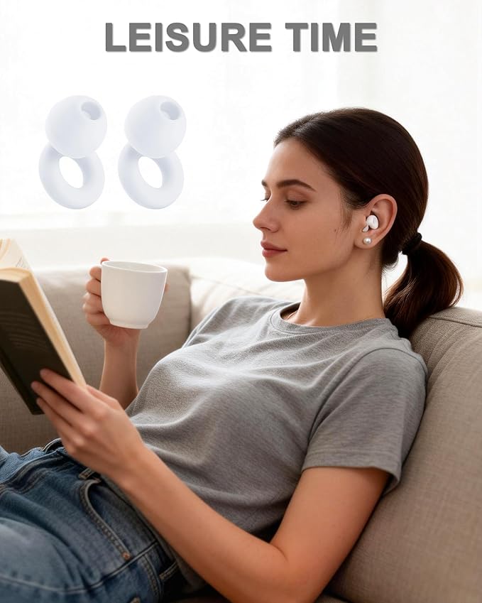Ear Plugs for Sleeping, 28dB(SNR) Reusable Silicone Earplugs with 4 Sizes (S/M/L/XL) Eartips, Noise Reduction Ear Protection EarPlugs for Sleep, Airplane, Focus, Travel & Concerts, White