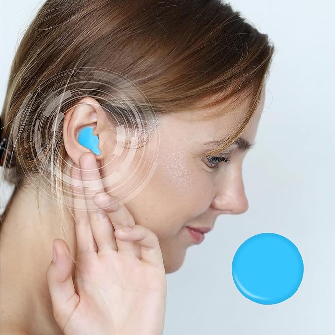 20 Pairs Moldable Silicone Ear Plugs for Sleeping, Soft Reusable Noise Cancelling Silicone Earplugs with Storage Box for Concerts Swimming Snoring Airplane Musicians Motorcycle(White & Blue)