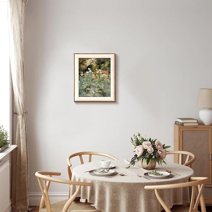 Framed Vintage Wall Art Decor, Canvas Wall Art Room Decor Vintage Still Life Flower Art Prints, Farmhouse Wall Decor Poppy Canvas Oil Painting, Rustic Botanical Floral Wall Decor Pictures, Landscpae Prints - 10x12Inch