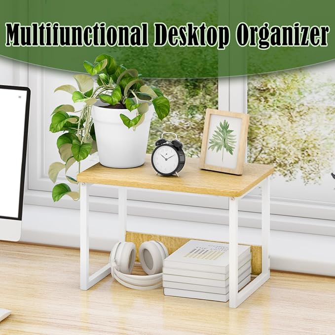 MARTY Printer Stand for Desk, Desktop Shelf Printer Riser for Home Office | Desktop Printer Stand, 17.1"x12.4", Printer Shelf, Small Printer Table for Fax Machine Copier Scanner, Desk Organizer, Maple