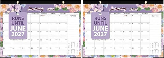 2026 Desk Calendar, Large Desktop/Wall Monthly Calendar (Jan. 2026 - Jun. 2027) 17'' x 12'' School Year Desk Planner for Teacher Family School Office Supplies (Pack of 2)