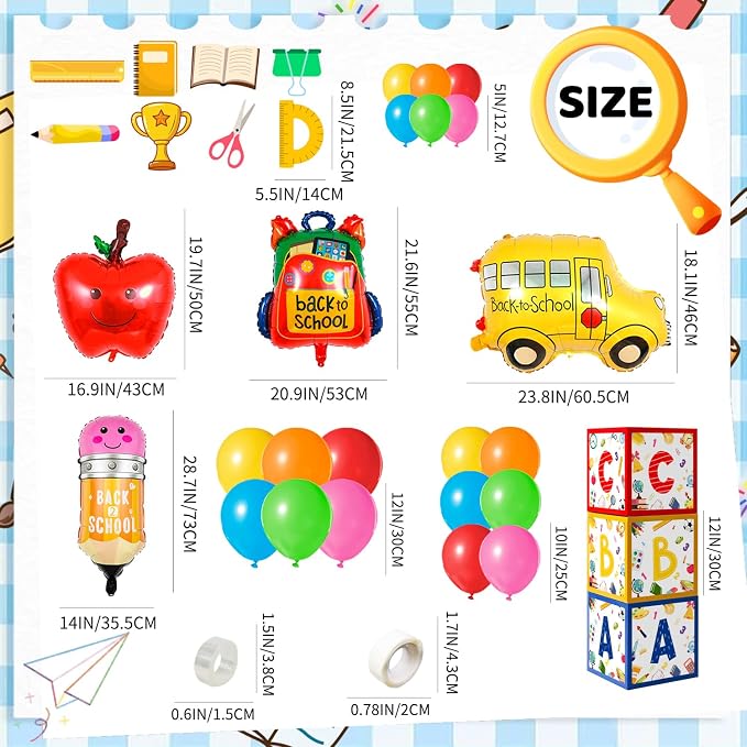 Back to School Arch Balloons Decorations, 89pcs Back to School Balloon Arch Garland Kit with Pencil Apple Schoolbag Bus Foil Balloons Back to School Balloons ABC Box etc Back to School Party Supplies