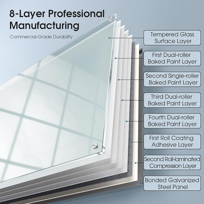 MaxGear Glass Whiteboard Tempered Magnetic Dry Erase Board 60x40 Inch | Magnetic Steel,Frameless Design,Smooth Writing,Ghost Free,Wall Mounted,Accessory Kits,Office Classroom Conference Room Use
