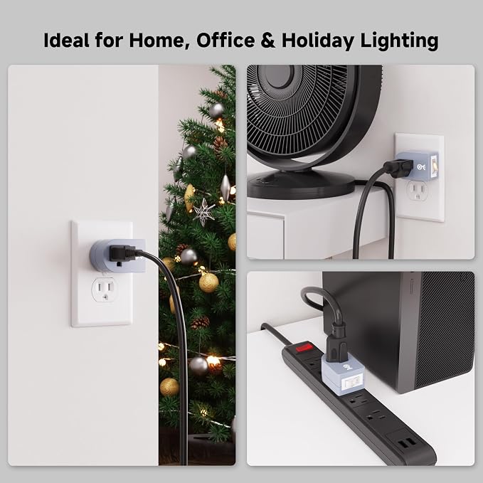 Cable Matters [ETL Listed] 3-Pack Grounded Outlet Switch with On Off, Plug Switch On Off, Single Outlet Adapter, Gray