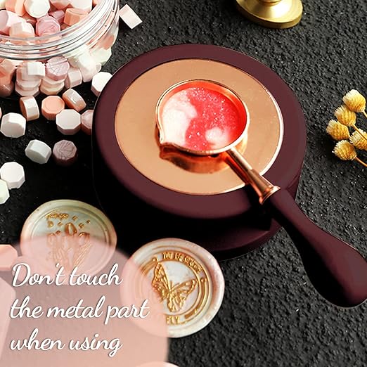 Wax Seal Warmer Melting Pot Wax Sealer Melting Furnace with Melting Spoon for Sealing Stamp Letter Envelope