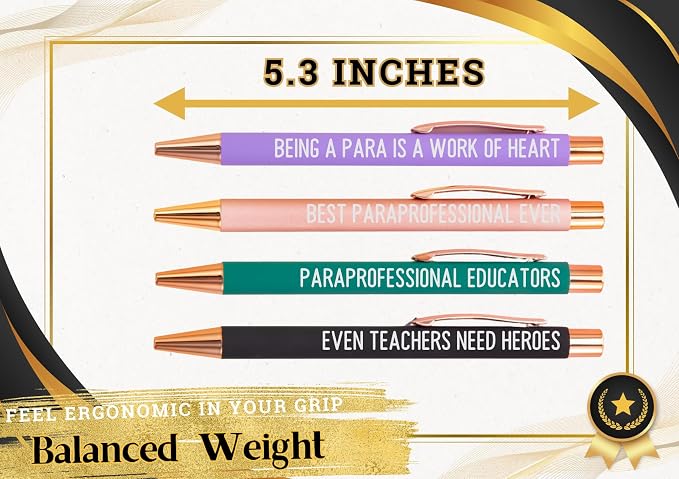 InnoBeta Paraprofessional Appreciation Gifts, Gifts for Teacher Paraprofessional, Ballpoint Pen Set of 4, Idea for Paraprofessional on Appreciation Day and Christmas