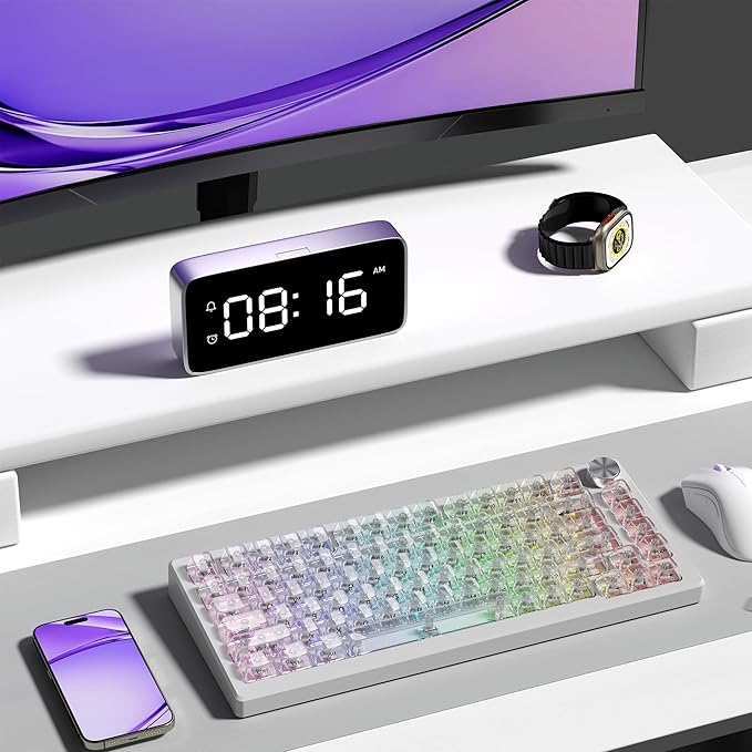 dagaladoo Clear keycaps,Transparent Keyboard keycaps,Jelly Key caps Set,Shine Through keycap，MDA Profile Keyboard caps for Mx Switches Mechanical Keyboard(White,Side Printed)