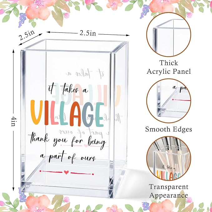 Thank You Gifts for Women, Appreciation Gifts Acrylic Pen Holder Cup, Desk Decor Pencil Holder Organizer, Coworker Boss Friend Gift