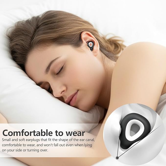 Ear Plugs for Sleeping Noise Cancelling - Black Reusable Earplugs for 24dB Noise Reduction Snoring Concerts Sleep Deep Focus Work Travel Study, Silicone Flexible Hearing Protection Ear Plugs +3Tips
