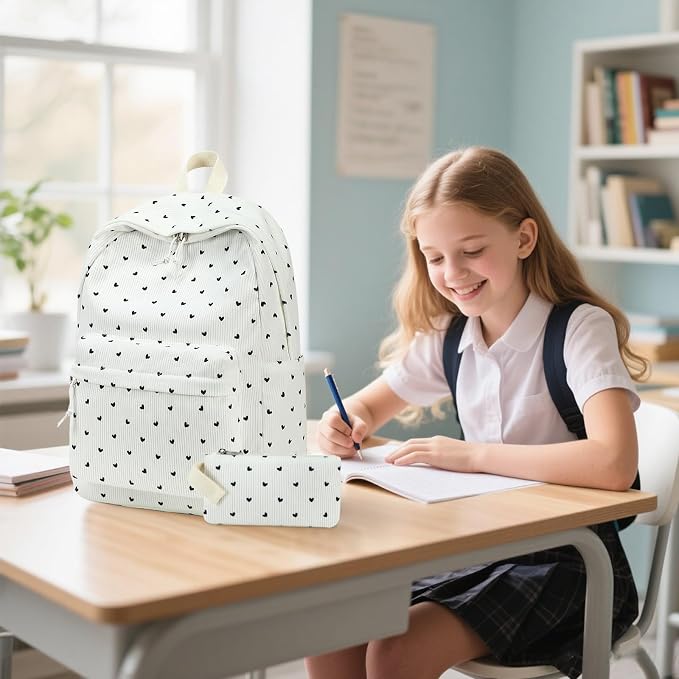 Bluboon School Backpack Set Girls Womens Laptop Bookbag Casual Daypack Fits 15 inch Laptop with Lunch Tote Bag and Pencil Bag