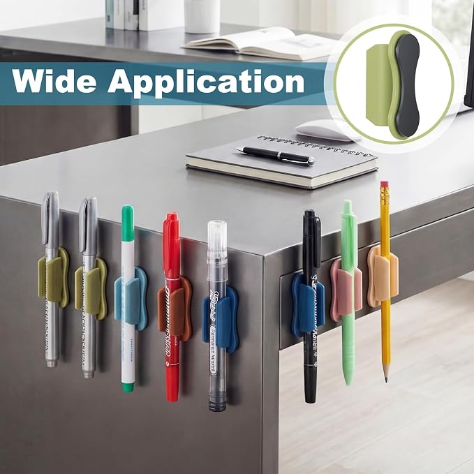 Sherr 24 Pack Silicone Magnetic Pen Holder for Refrigerator Magnetic Pencil Holders for Whiteboard Flexible Mark Holders Bookmark Locker Organizer Classroom Office Accessories(Neutral)