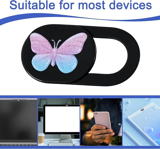 6 Pcs Camera Cover Slide Laptop Camera Privacy Cover Slide 0.73''x0.35'' Butterfly Design Webcam Cover-Slide for Smartphone Laptop Desktop Computer Tablet to Protect Your Privacy Security