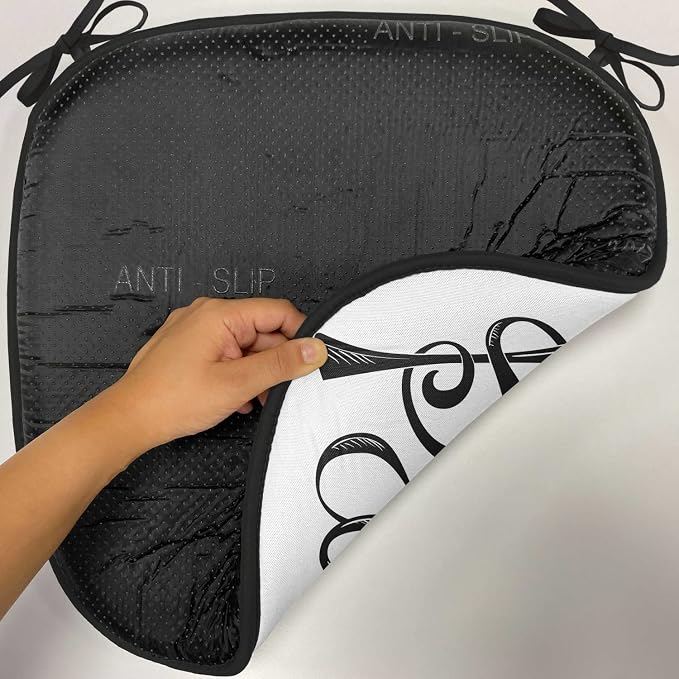 Lunarable Paris Chair Cushion Pads Set of 2, Illustration Eiffel Tower France Heart Shapes Silhouette Vacation Theme Art, Anti-Slip Seat Padding for Kitchen & Patio, 16"x16", Black White