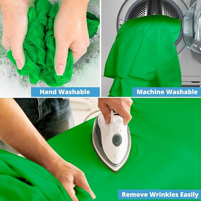 Aimosen 12 X 10 FT Large Green Screen Backdrop for Photography, GreenScreen Background for Zoom Meeting, Polyester Cloth Fabric Curtain, Chromakey Video Photoshoot Studio YouTube Conference Streaming