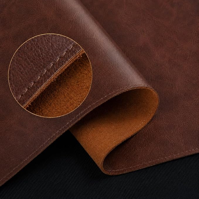 Leather Desk Mat & Mouse Pad - Desk Blotter Large 31.5X 15.8in | Desk Pad Protector for Office Desk, Non-Slip Waterproof PU Leather Desk Blotter & Writing Pad, Red Brown