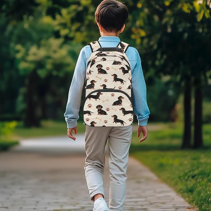 ZFRXIGN Dachshund Dog Teen Girls Backpack for School with Cute Pendant 4pc Backpack Set for Boys 17inch Middle High School Bag and Lunch Box Portable Pencil Case