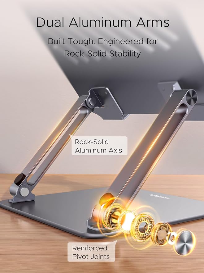 UGREEN Laptop Stand for Desk Laptop Riser Holder Foldable Portable Computer Stand Ergonomic Compatible with MacBook Pro Air Notebook and Tablets 10-17.3 Inch Gray