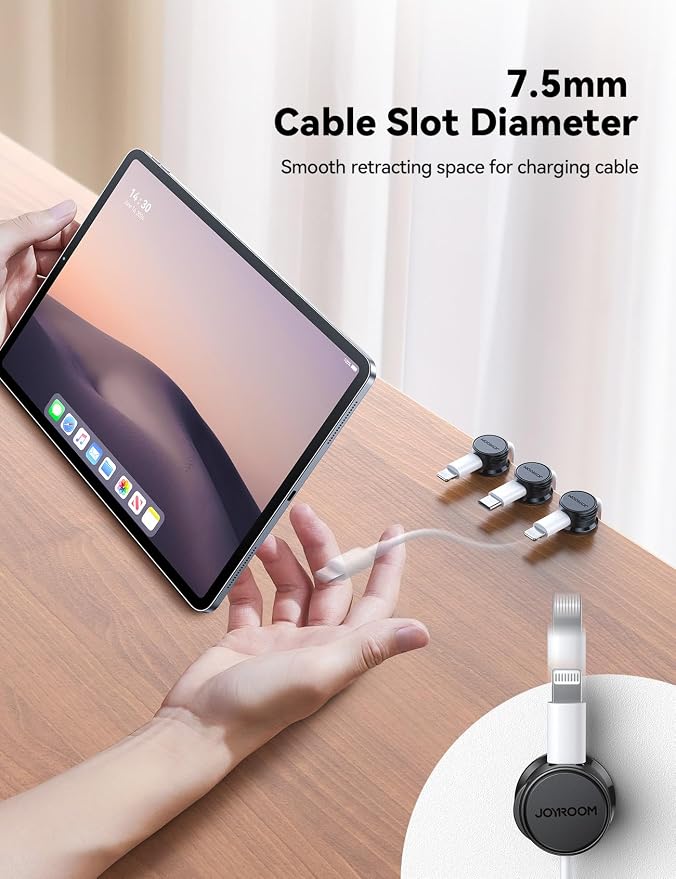 JOYROOM 9 Pack Magnetic Cable Clips, Cord Organizer Adhesive Wire Holder | Home Nightstand Office Desk Accessories, Car Wall Organization, Phone Charger Cord Holder Management, Cable Smooth Adjustable