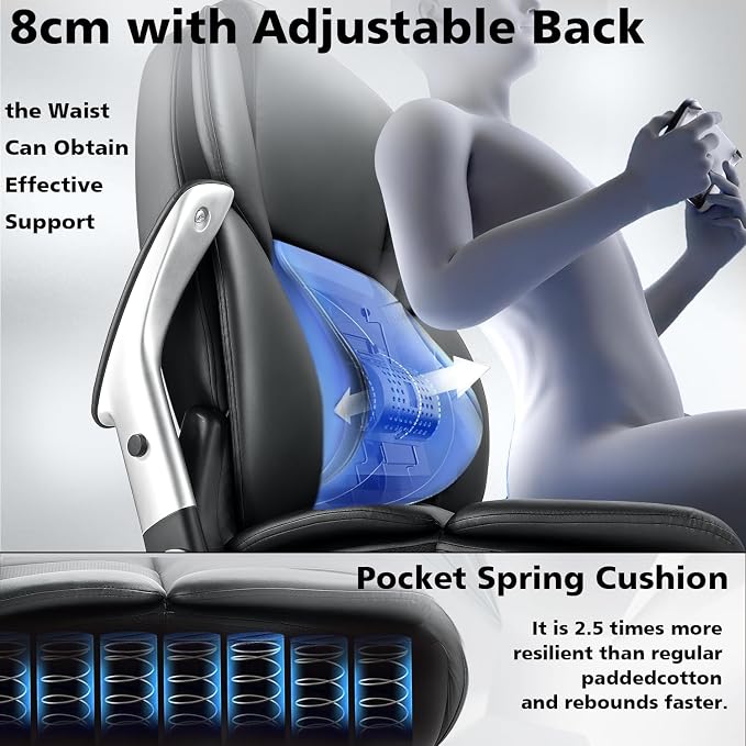 600lbs Big and Tall Office Chair for Heavy People,Heavy Duty Comfy Executive Office Desk Chair with Adjustable Lumbar Support,High Back Reclining PU Leather Computer Chair,Metal Base (Classic, Black1)