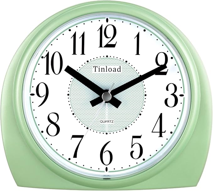 Tinload 5.5" Large Analog Alarm Clock Silent Non Ticking, Gentle Wake, Beep Sounds, Increasing Volume, Battery Operated Snooze and Manual Light, Easy Set