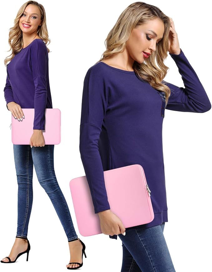 CCPK Laptop Sleeve Case for MacBook Pro 14 inch Mac Air 13 inch M4 M3 M2 M1 Compatible with Hp Lenovo Dell ASUS Computer Laptop Sleeve Bag Protective Carrying Case Cover 13-14 inch Accessories, Pink