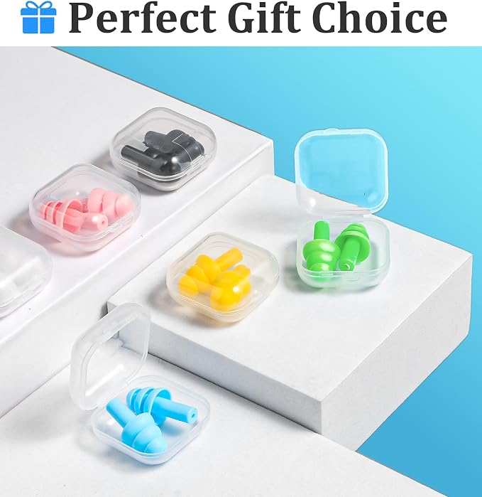 6 Pair Reusable Ear Plugs for Sleeping, Rubber Ears Plug for Big & Small Ear Canals Soft Noise Cancelling Earplugs for Travel Sleeping, Comfortable Fit, Multi-Color Generally Suitable for Most People