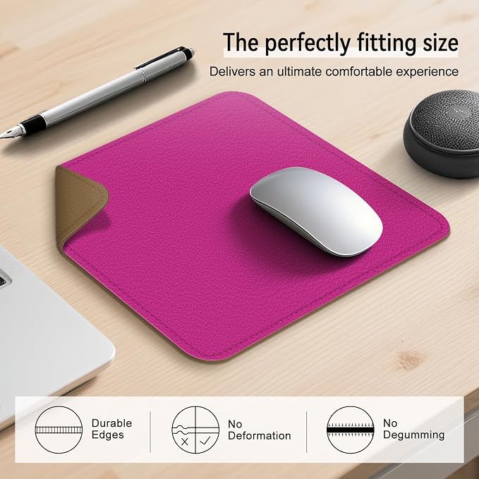 Dual Sided Leather Desk Mat - Waterproof Desk Pad - Ideal for Large Mouse Pad and Desk Mats on Top of Desks (Rose, 11"*8")