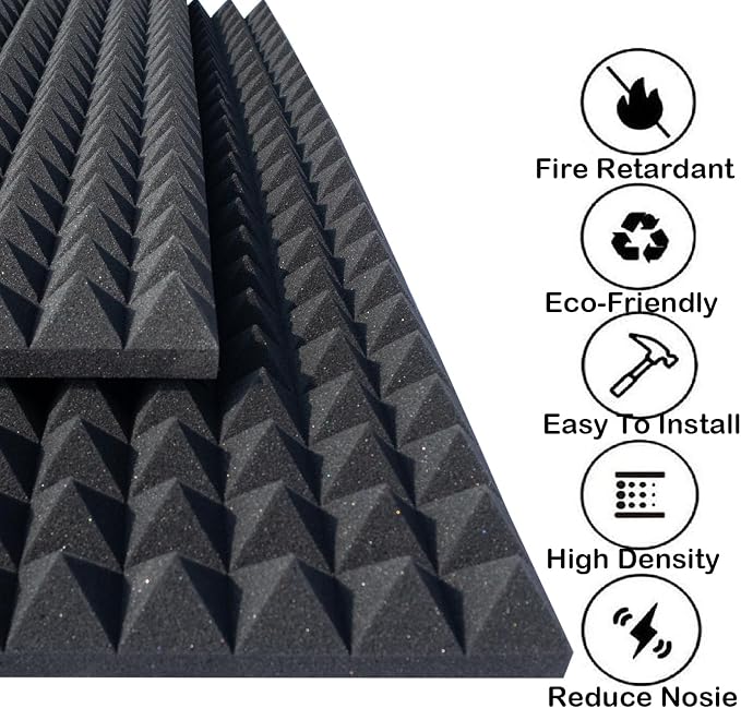 2 Pack Sound Proof Foam Panels for Walls,48x24x2 Inch Acoustic Foam Panel,High Density Fire Resistant Soundproof Foam for Home,Studio,Reducing Noise & Echo