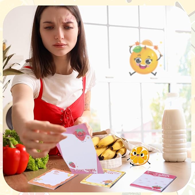 12 Pcs Fun Inspirational Sticky Notes 3 x 4 Inch Motivational Fruit Notepads Cute Post Positive Appreciation Sticky Notes Positive Gifts for Office Nurse Coworkers Supplies